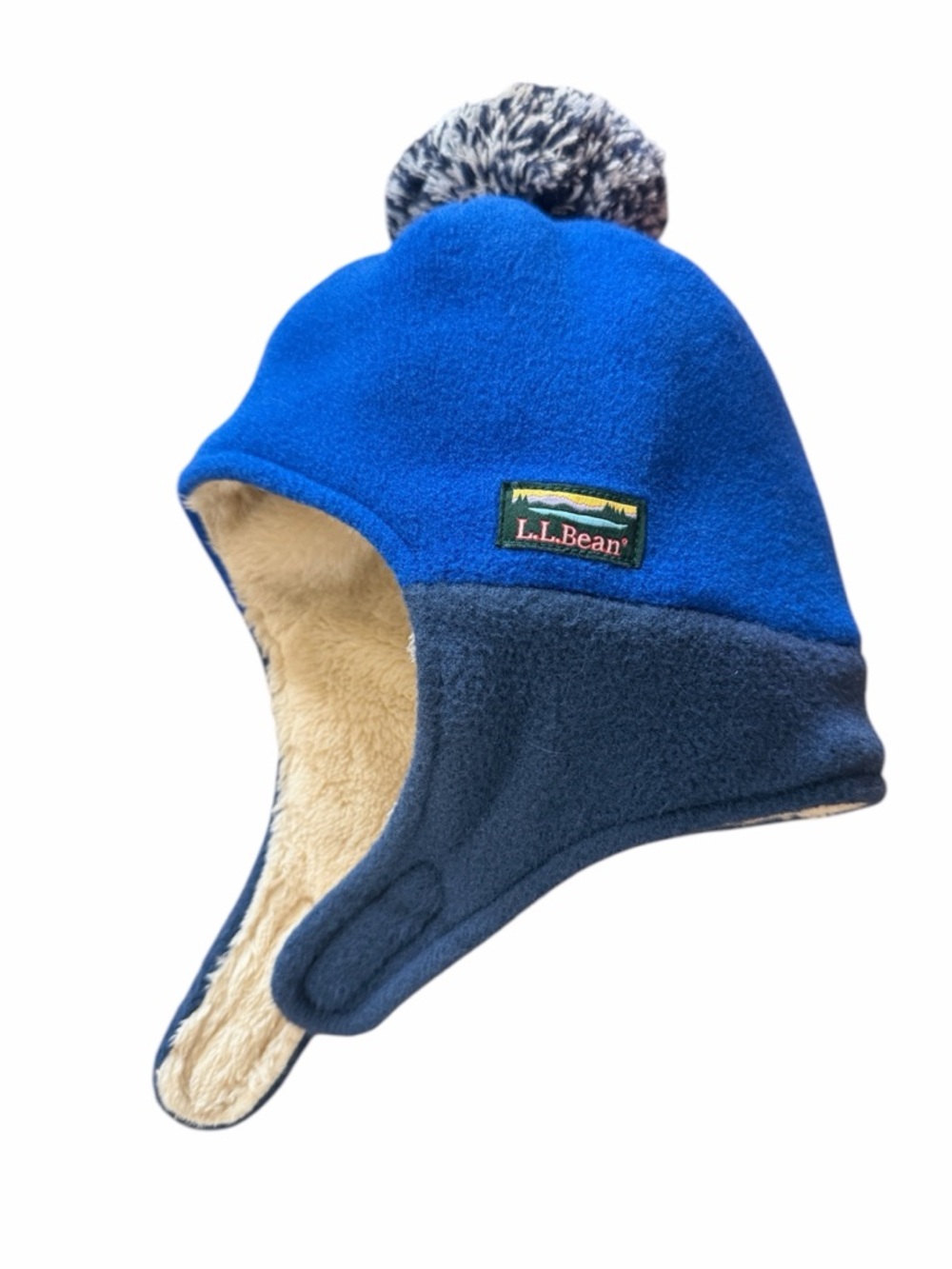 L.L. Bean mountain classic Fleece Trapper Hat Pom 6-12 M toddler winter warm